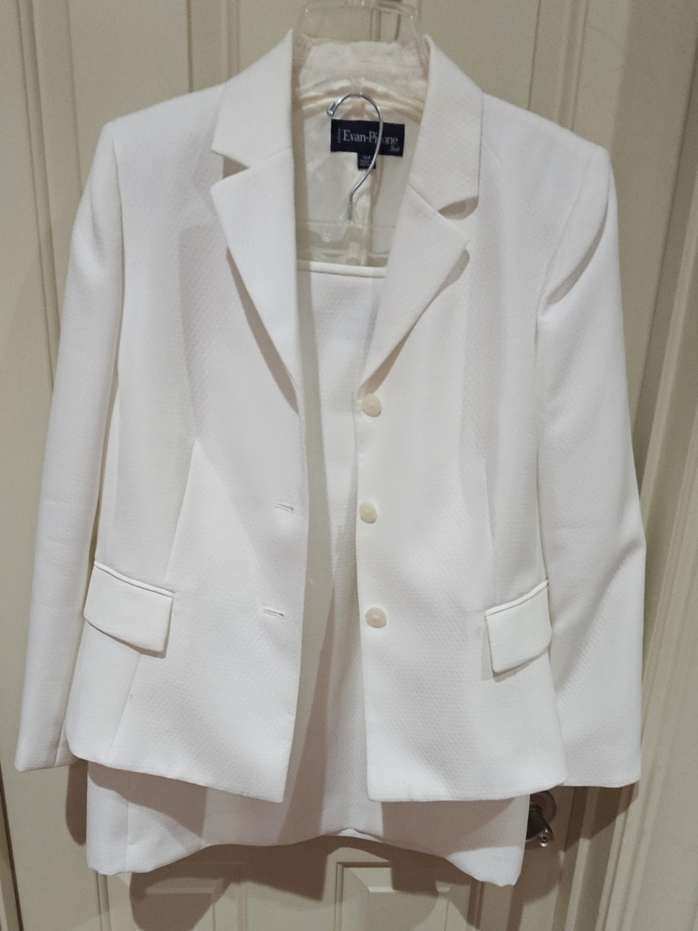 Evan Picone White Textured Women's Suit Jacket Size 12P